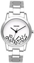 Rakani What Time? 32mm Black on White with Stainless Steel Band