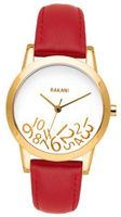 Rakani What Time? 32mm Gold on White with Red Leather Band