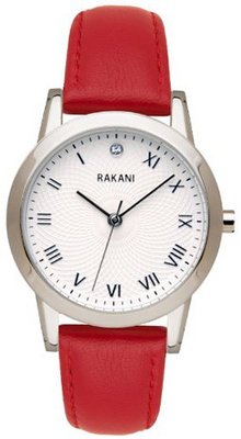 uRakani - Fashionably Late Collection Rakani Running Behind 32mm Lotus with Red Leather Band 
