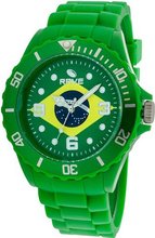 Rave Flag es Brasil RV1153 Midsize with Green Silicone Band