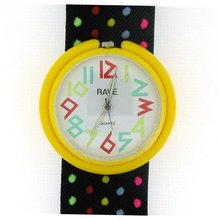 Toc Rave Coloured Spotted Stretch Elastic Girls Yellow With Foldover Clasp