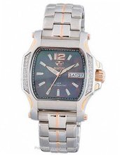 QUARK2: square, diamond, 2-tone rose gold, smoke MOP dial, bracelet