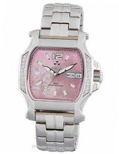 QUARK2: square, diamond, stainless, pink MOP dial, bracelet  Reactor