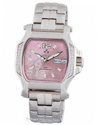 QUARK2: square, diamond, stainless, pink MOP dial, bracelet  Reactor