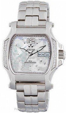 QUARK2: square, diamond, stainless, white MOP dial, bracelet  Reactor