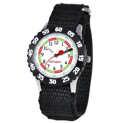 Red Balloon Kids' W000176 Black Velcro Stainless Steel Time Teacher