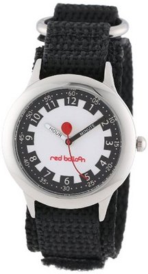 Red Balloon Kids' W000186 Black Velcro Strap Stainless Steel Time Teacher