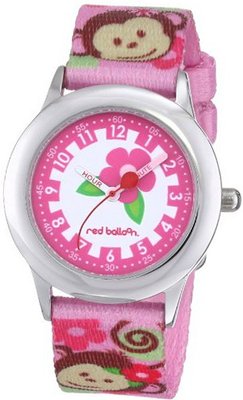 Red Balloon Kids' W000335 Pretty Girl Monkey Stainless Steel Time Teacher Printed Strap
