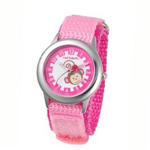 Red Balloon Kids' W000337 Pretty Girl Monkey Stainless Steel Time Teacher Pink Velcro Strap