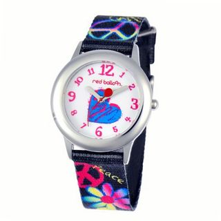 Red Balloon Kids' W000339 Peace Love and Happiness Tween Stainless Steel Printed Strap