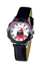 Red Balloon Kids' W000345 Speed Racing Tween Stainless Steel Printed Bezel Black Leather Strap