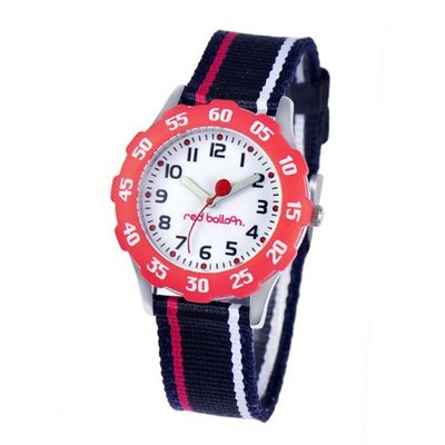 Red Balloon Kids' W000348 Sporty Boy Tween Stainless Steel Red Bezel Sport Stripped Strap