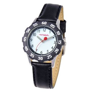 Red Balloon Kids' W000350 Tween Stainless Steel Black Bezel Black Leather Strap