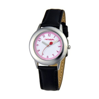 Red Balloon Kids' W000351 Red Balloon Tween Stainless Steel Black Leather Strap