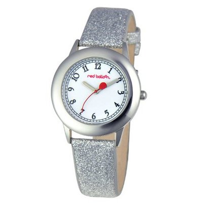 Red Balloon Kids' W000352 Tween Stainless Steel Silver Glitter Leather Strap