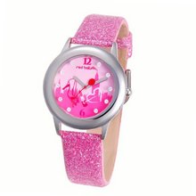 Red Balloon Kids' W000353 London Shopping Tween Glitz Stainless Steel Pink Glitter Leather Strap