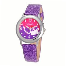 Red Balloon Kids' W000358 City Shopping Spree Tween Glitz Stainless Steel Purple Glitter Leather Strap