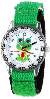 Red Balloon Kids' W001474 Plastic Analog Display Quartz Green Nylon Strap