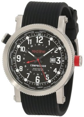 red line RL-18003-01 Compressor World Time Black Dial Black Silicone