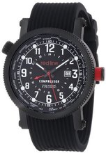 red line RL-18003-BB-01 Compressor World Time Black Dial Black Silicone