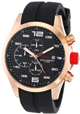red line RL-50042-RG-01 Stealth Chronograph Black Textured Dial Black Silicone