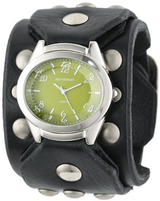 Red Monkey Designs RM788G-JA1 Sin City Black Leather Green Dial