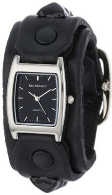 Red Monkey Designs Unisex RM159-RBLA3 Rebel 3 Black Leather Black Dial