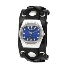 Red Monkey Designs Unisex RM666-XA2 X-Strap 2 Black Leather Blue Dial