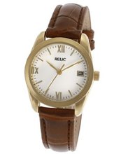 Relic Brown Crocodile Leather Band White Dial PR6165