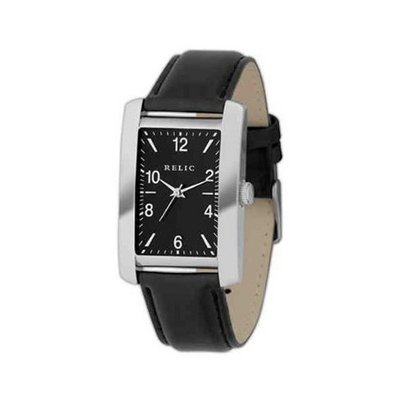 Relic by Fossil Black Dial Genuine Black Leather Bracelet PR6130