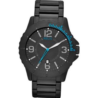 Relic by Fossil Gresham Black IP Blue Accent Stainless Steel ZR12050
