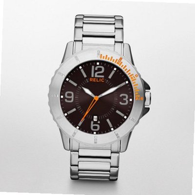 Relic by Fossil Gresham Orange Accent Stainess Steel ZR12047
