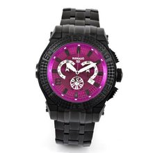Renato Big Buzo BB52-P Swiss Chronograph Purple Dial 1650ft Diver Black Stainless Steel