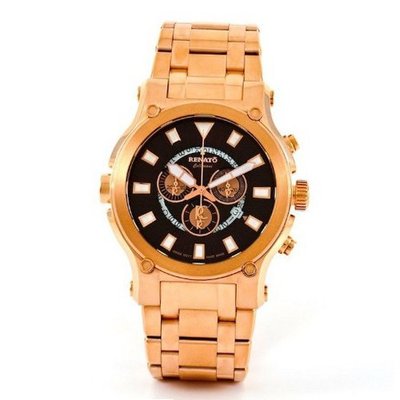 Renato Big Calibre Robusta 50CR-BR Rose-Tone 50mm Brown Dial Bracelet