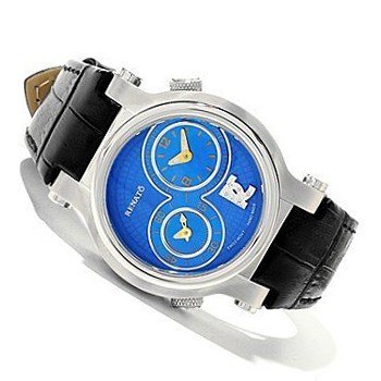 Renato DUL.BL Limited Edition Blue Dual Time Swiss Quartz Diamond Accented Leather Strap