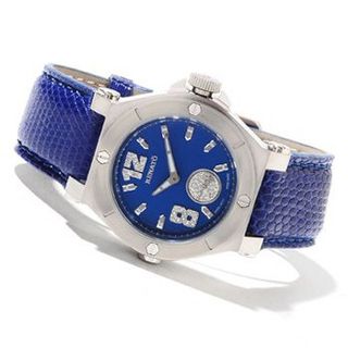 Renato Ladies Luxury Swiss Diamond Blue Dial Leather Strap