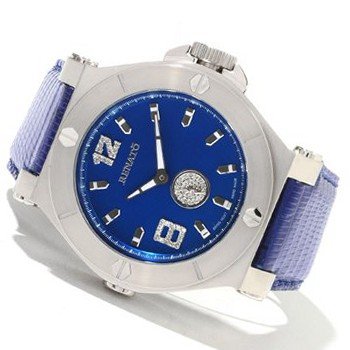Renato Luxury Swiss Diamond Blue Dial Leather Strap