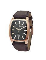 Replay Gents Black Dial Rose Gold Case Brown Leather Strap