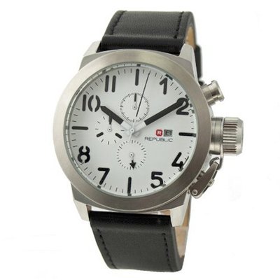 Republic Black Leather Analog Chronograph Quartz RP1072