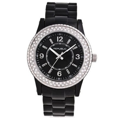 Republic Black Resin Strap Glitz RP1089