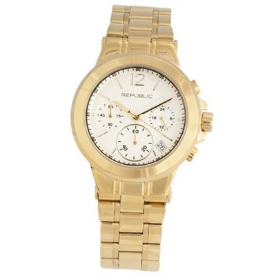 Republic Gold Tone Stainless Steel Runway Chronograph