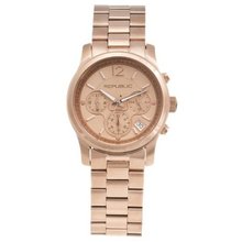 Republic Rose Gold Tone Stainless Steel Chronograph