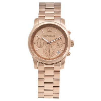Republic Rose Gold Tone Stainless Steel Chronograph