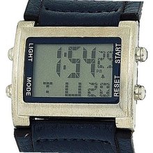 Retro Boys / Digital Chronograph Blue Pu Wide Strap Sports RETRO-9B