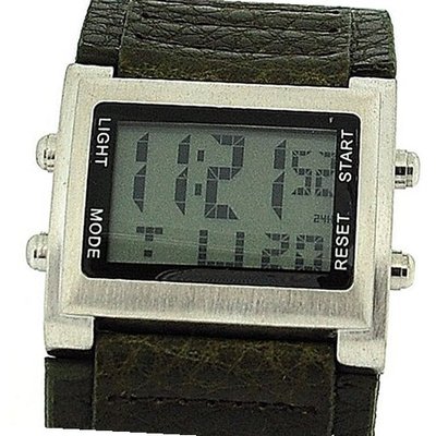 Retro Boys / Digital Chronograph Green Pu Wide Strap Sports RETRO-10B
