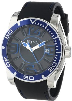 Ritmo Mundo Unisex 711/5 Blue Black Apollo Sport Quartz Three Hand Oversized Index Markers