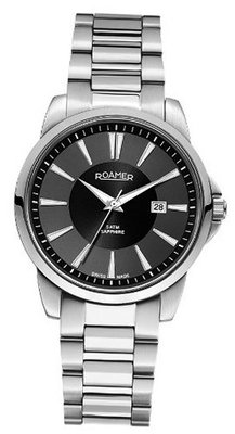 Roamer Ares Quartz with Black Dial Analogue Display and Silver Stainless Steel Bracelet 730856 41 55 70