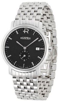 Roamer Odeon Quartz with Black Dial Analogue Display and Silver Stainless Steel Bracelet 931853 41 55 90