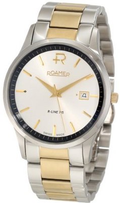 Roamer of Switzerland 715833 47 15 70 R-line Gold IP Silver Dial Steel Date