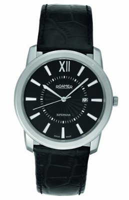 Roamer of Switzerland 935856 41 53 09 Supernova 42mm Black Dial Leather Date
